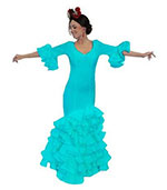 Robe de Flamenca Unie et Economic Turquoise. Ana 123.970€ #50215TRJANATRQS